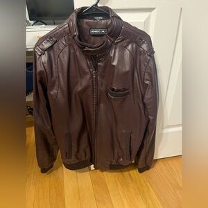 Men’s members only faux leather bomber jacket